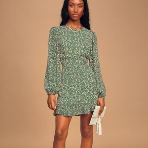 Blooming Darlin' Green Floral Print Ruffled Mini Dress